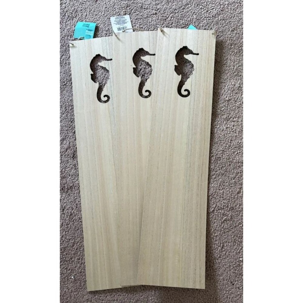 Three Piece Bundle Seahorse Wood Panels Wall Decor
